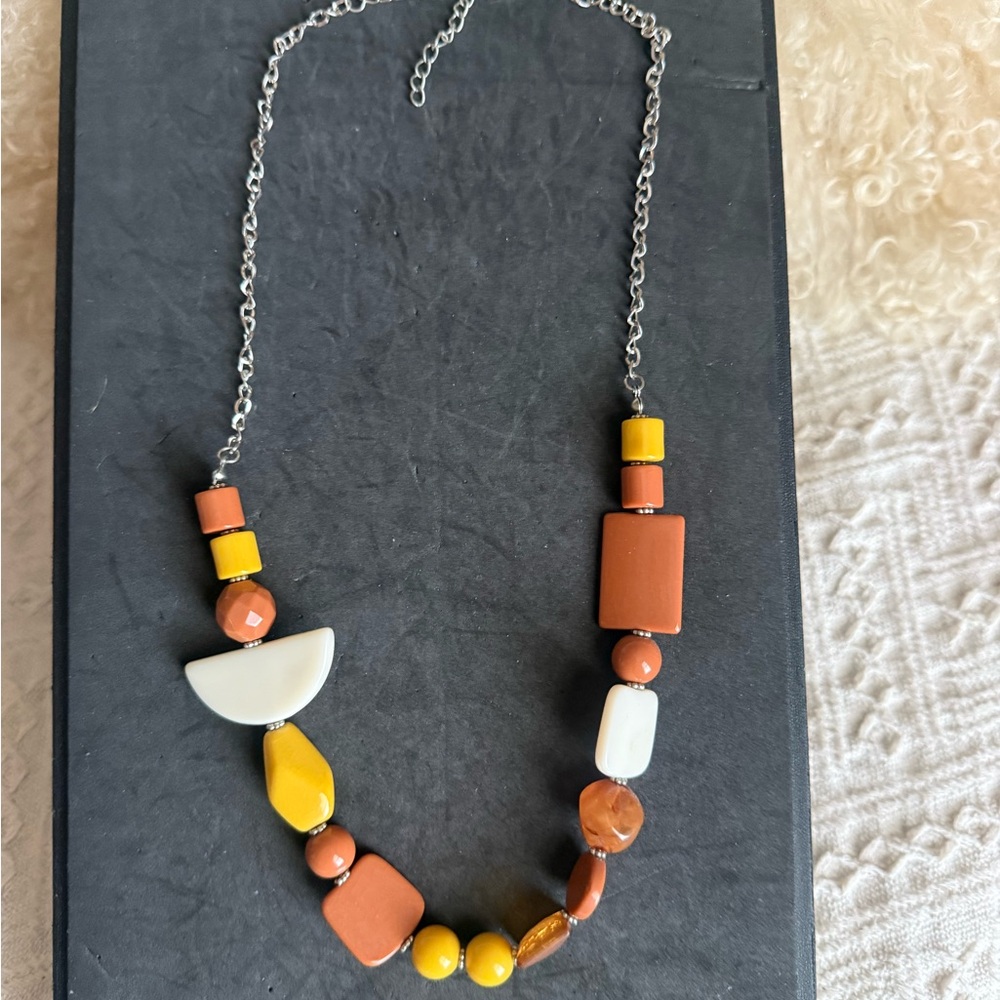 Multicolor Geometric Pendant Necklace - Yellow & Brown